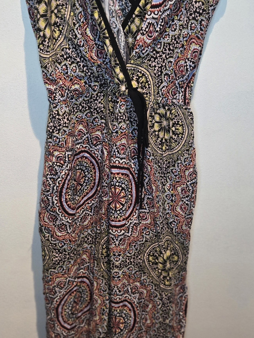Xhilaration One-Shoulder Paisley Maxi Dress in Black, Yellow, Red